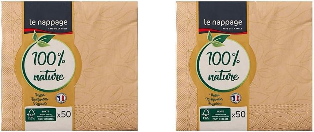 Le Napage 50 șervețele din bumbac 25 X 25 cm, 3 straturi, alb FSC