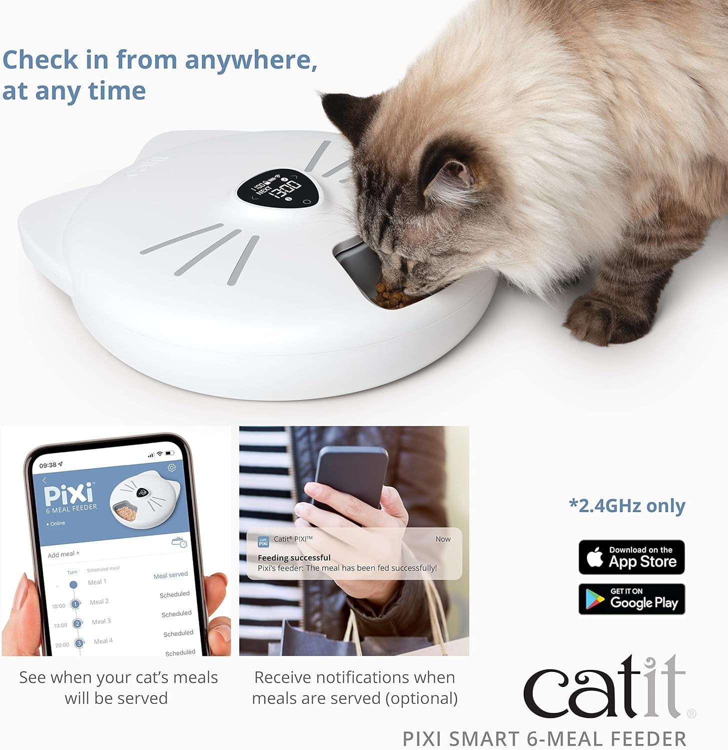 Catit - PIXI Smart Futterautomat mit 6 Mahlzeiten (Nassfutter), Weiß