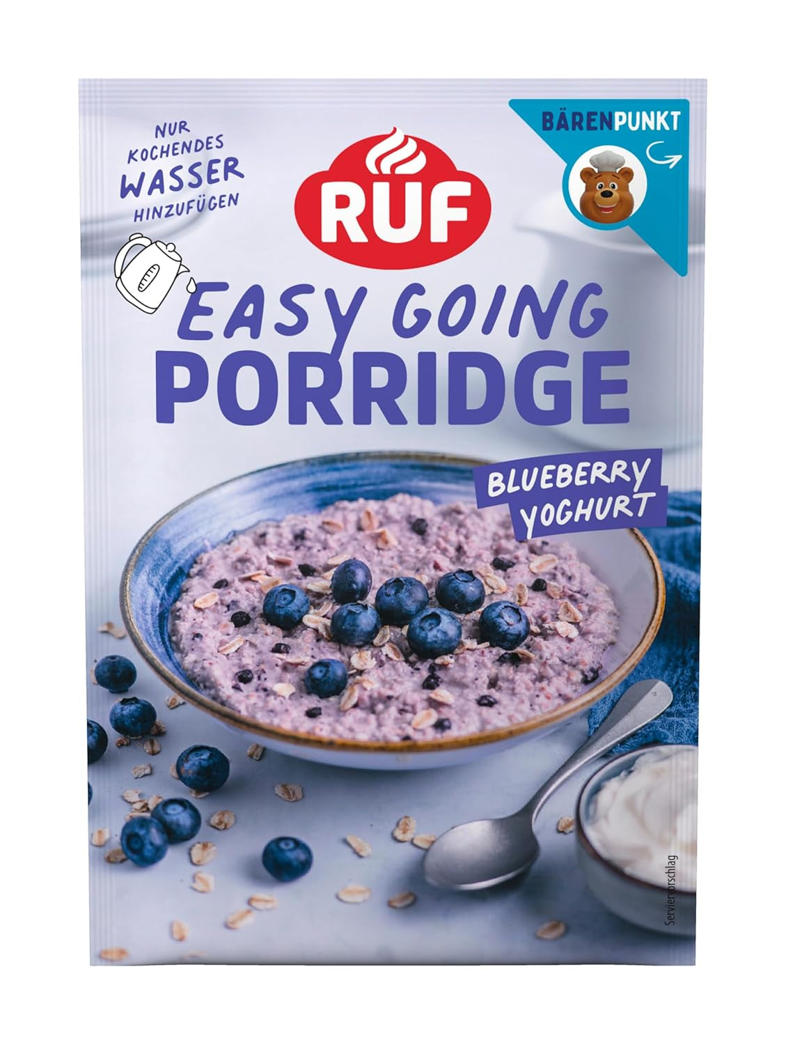 Terci de ovăz instant RUF cu căpșuni și vanilie, o masă de vară cu ovăz gata în 3 minute, 1 pliculeț x 65g