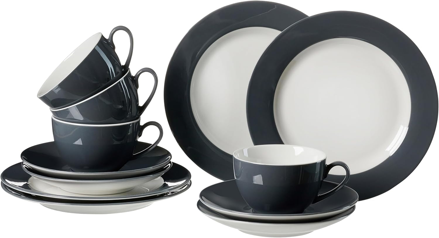 Ritzenhoff & Breker Kombiset Doppio, 24-Teilig, Grau Seturi vesela masa Naty Shop Anthrazit Kaffeeservice