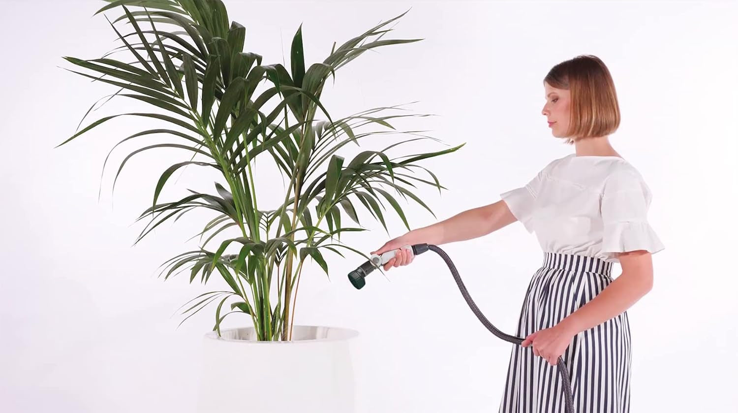 GF SRL, Aquapop Gri Ediție Limitată cu furtun textil autoextensibil de 25 m Fabricat în Italia, pungă de plastic moale, duze și fitinguri Lancia 8 pentru irigarea grădinii, gri închis