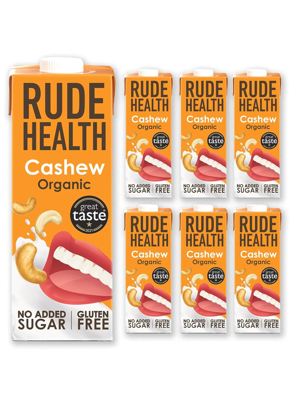 Rude Health 6 x 1 Liter Bio-Cashew-Drink, 100% natürliches Bio-Getränk, glutenfrei, ungesüßt, preisgekrönt, gesund & vegan, 100% recycelbare Verpackung