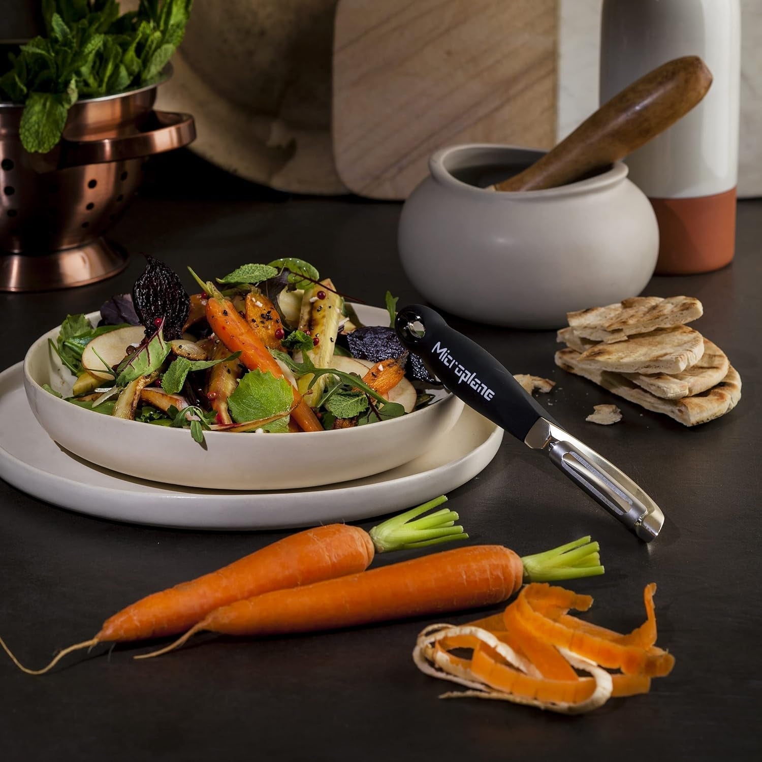 Decojitor profesional Microplane cu lamă dublă din oțel inoxidabil, ambidextru Peeler Naty Shop