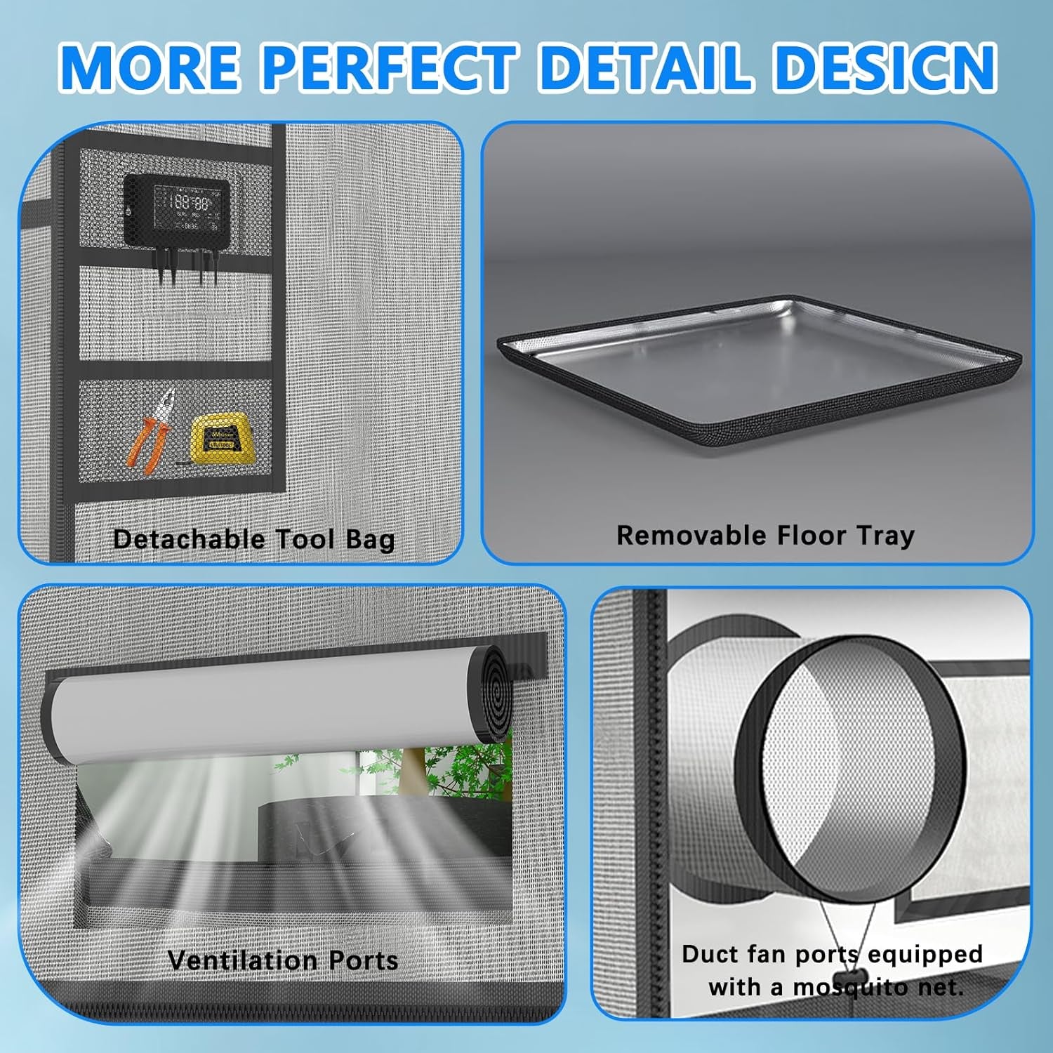 Cort de creștere Aygrochy 60x60x160cm, cort de creștere de interior cu PEVA alb reflectorizant, tavă inferioară detașabilă, pentru spațiu de creștere a plantelor