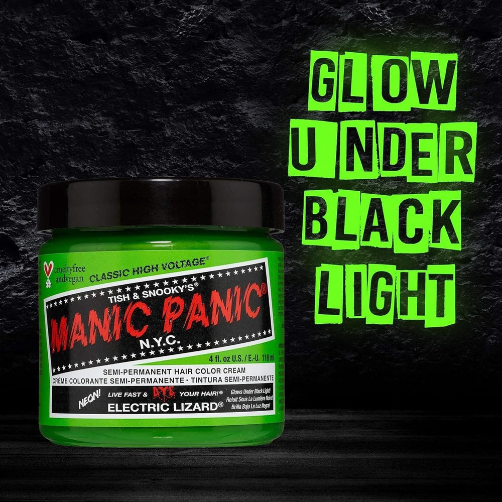 Manic Panic Electric Lizard Classic Cream, vegan, fără cruzime, vopsea de păr verde semipermanentă 118ml Vopsea pentru par Naty Shop