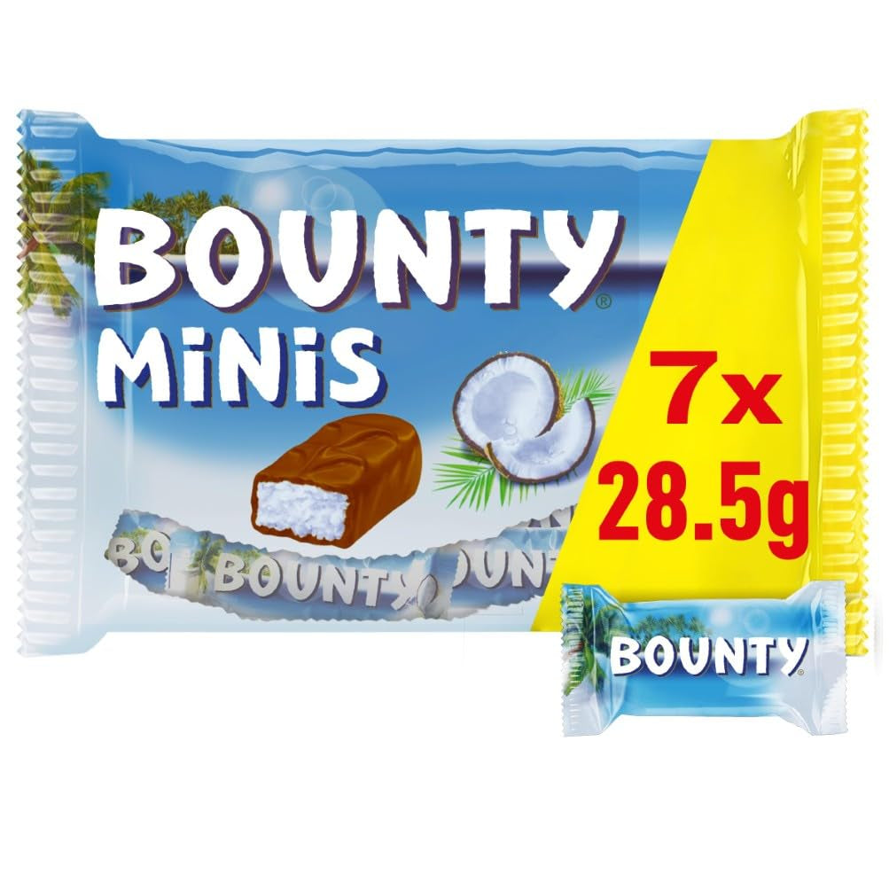 Pachet vrac Bounty Minis Chocolate, Mini batoane de ciocolată cu nucă de cocos fină, 227g, idee de cadou de ciocolată, pachet vrac de ciocolată