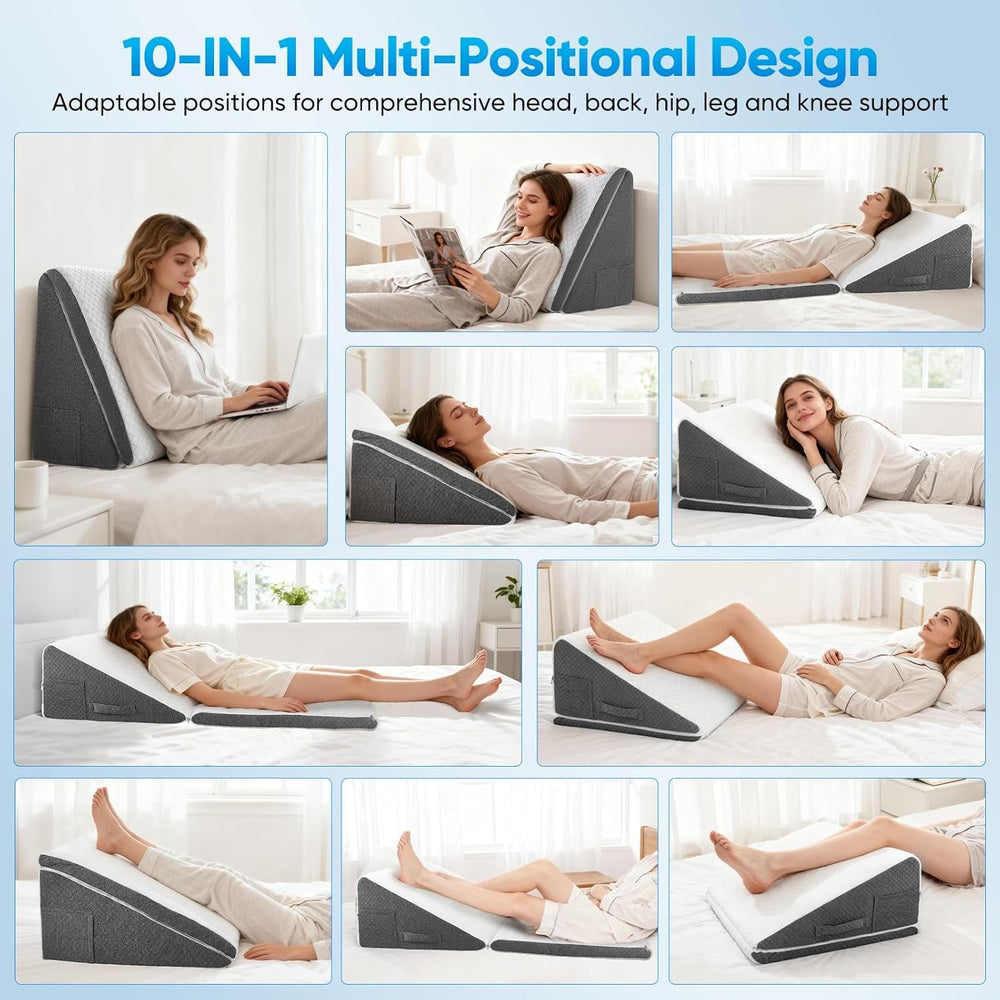 Pernă pană pentru pat și canapea, L50xL50xÎ26 Pernă dublă pentru citit cu husă lavabilă, spumă cu memorie, pentru sforăit și pentru mai mult confort în zona gâtului și spatelui