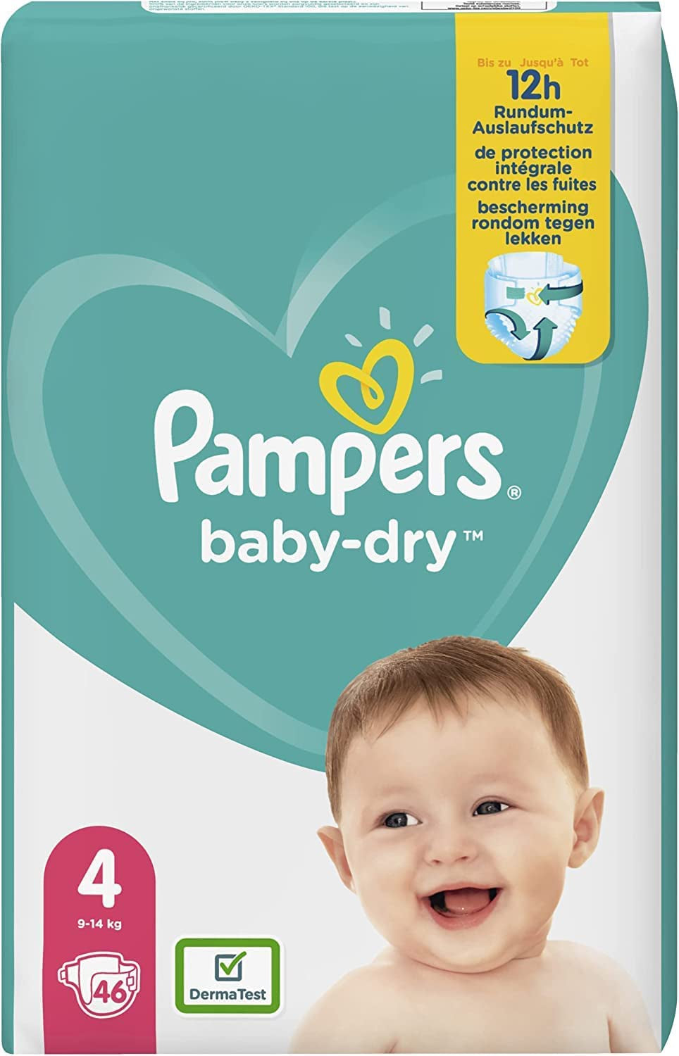 Scutece Pampers Baby-Dry, mărimea 8, 43 de scutece, de la 19 kg, pachet Jumbo+