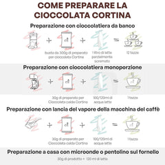 Ciocolată caldă italiană Cortina TART BITTER CHOCOLATE, 15 plicuri X 30 grame Cacao si Ciocolata Calda Naty Shop