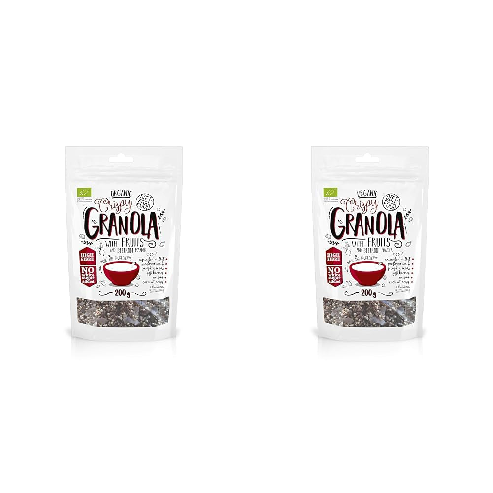 DIET-FOOD Keto Granola Mit Himbeere Low Carb Und Fettarm Glutenfreies Granola Frühstücksmüsli Non-Gmo Snack Ohne Zuckerzusatz 200G 1Er Pack Cereale Naty Shop 1 Stück (2Er Pack) Bio Granola With Fruits And Beetroot Powder