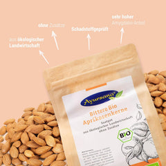 Ayursana Bittere Aprikosenkerne 500G - Saatgut - Sehr Hoher Amygdalin-Anteil - Schadstoffgeprüft Im Deutschen Labor - Bio-Qualität