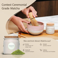 Shinto - Ceai Matcha organic „Gold” - Pulbere de ceai verde de calitate ceremonială - Certificat JAS &amp; EU BIO - Umbrit &amp; Cules manual - Import direct din Uji, Japonia - 30 g