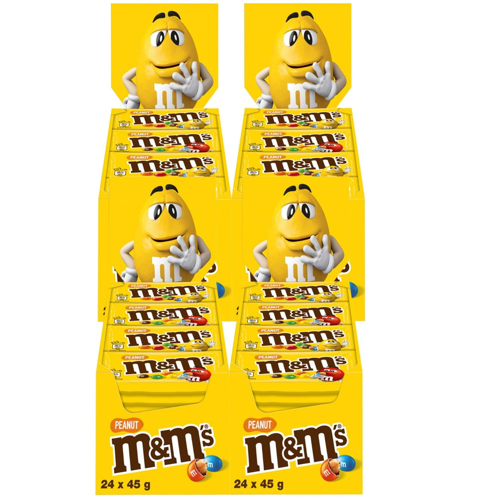 M&M's Peanut, pachet vrac de ciocolată, 24 x 45g, linte cu ciocolată și aromă de arahide, cadou de ciocolată (1080g), ideal ca delicatesă cu tematică de fotbal american