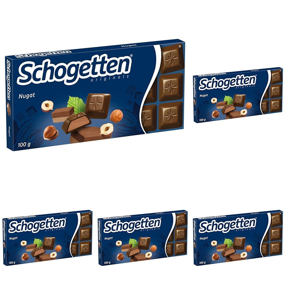 Baton de ciocolată Schogetten Nougat 100g, porționat individual. O încântare. Bucată cu bucată.
