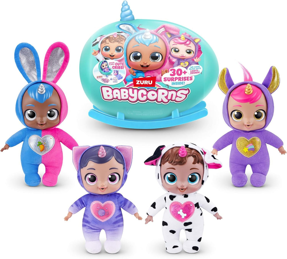 Babycorns Seria 1 de ZURU Păpușă Magică Pisică (Mac) cu Accesorii, Jucărie Surpriză Despachetare pentru Copii, Fete