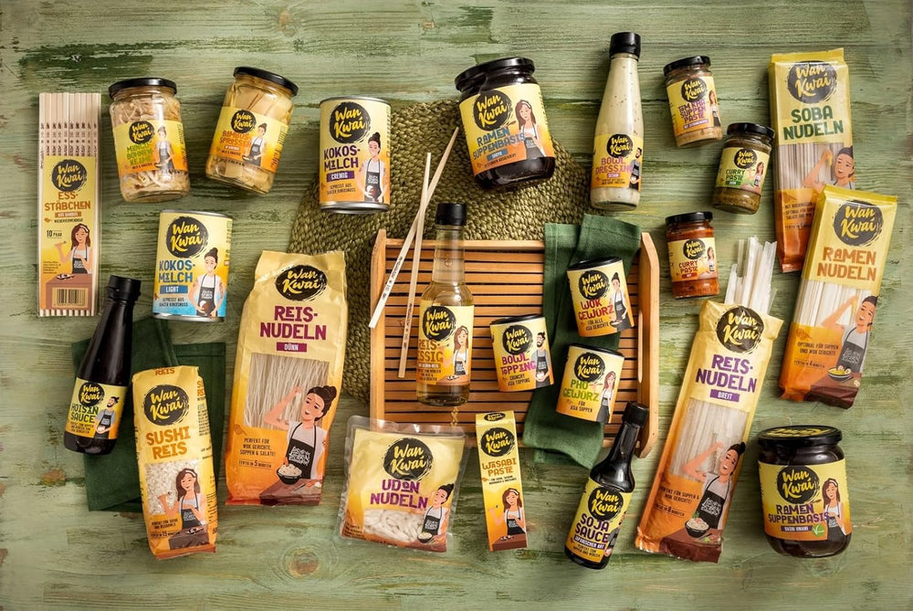 Tăiței de sticlă Wan Kwai 100g – Varietate asiatică pentru gurmanzi! Fără gluten, preparați din amidon de fasole mung și apă. Ideali pentru supe, mâncăruri la wok și salate. Textură delicată, gata în 5 minute.