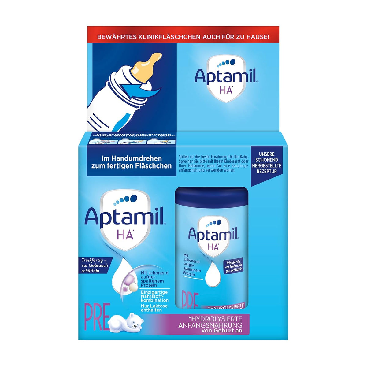 Aptamil HA Pre Ready to Drink – Lapte hidrolizat pentru sugari de la naștere – 4 x 2 x 90 ml