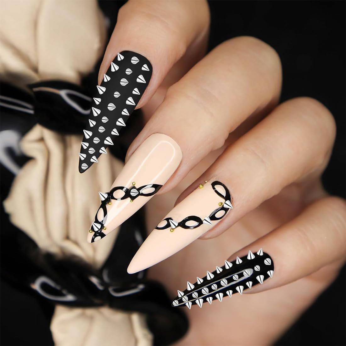 Mini Metall Nieten Punk Nail Charms Gold Silber Strasssteine Nägel Charm Kegel Spikes Nagelschmuck Glitzersteine Nail Art Studs Nagel Steine Legierung Nagelanhänger Rhinestones Nageldesign Zubehör