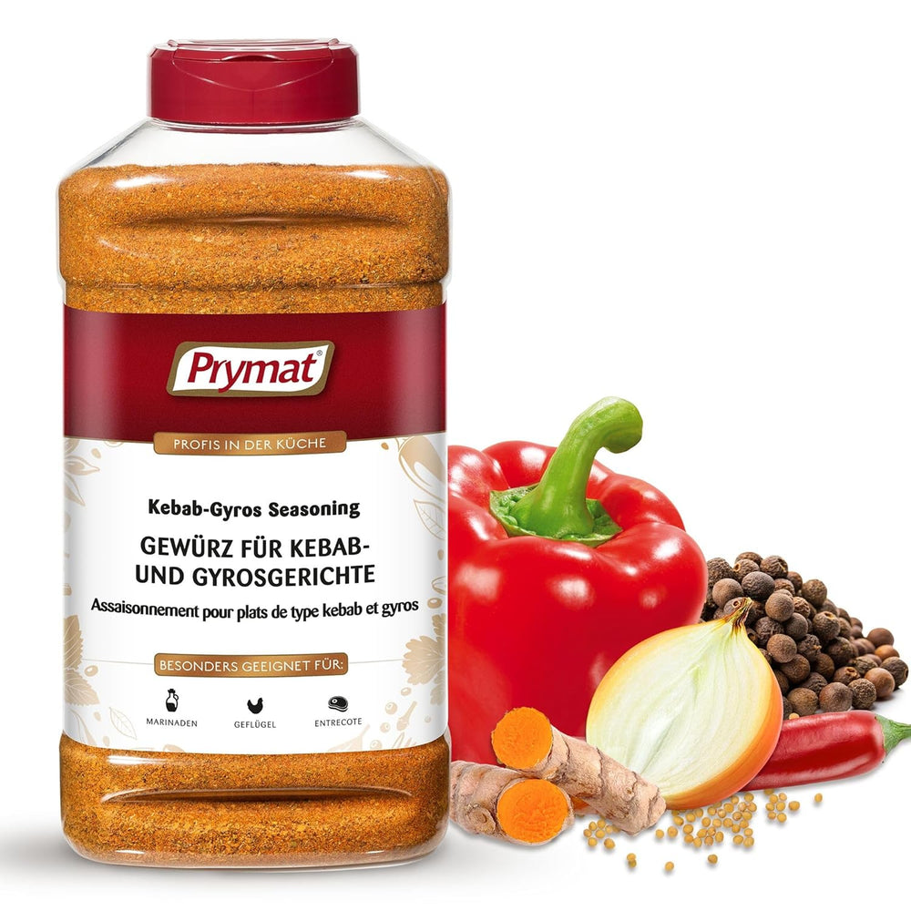 Prymat Gyros Gewürzmischung 900g – aromatische, pikante Mischung für Döner, Kebab, Hähnchen, Lamm und Grillgerichte – ideal zum Grillen, Braten und Würzen mediterraner Fleischgerichte