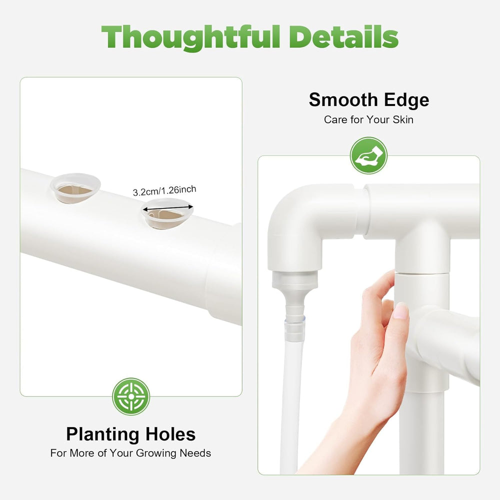 Kit de creștere hidroponică cu 3 straturi cu 90/108 poziții de plantare și pompă de apă, sisteme de creștere a plantelor fără sol din PVC, kituri de creștere hidroponică pentru cultivarea legumelor și fructelor (108 poziții de plantare)