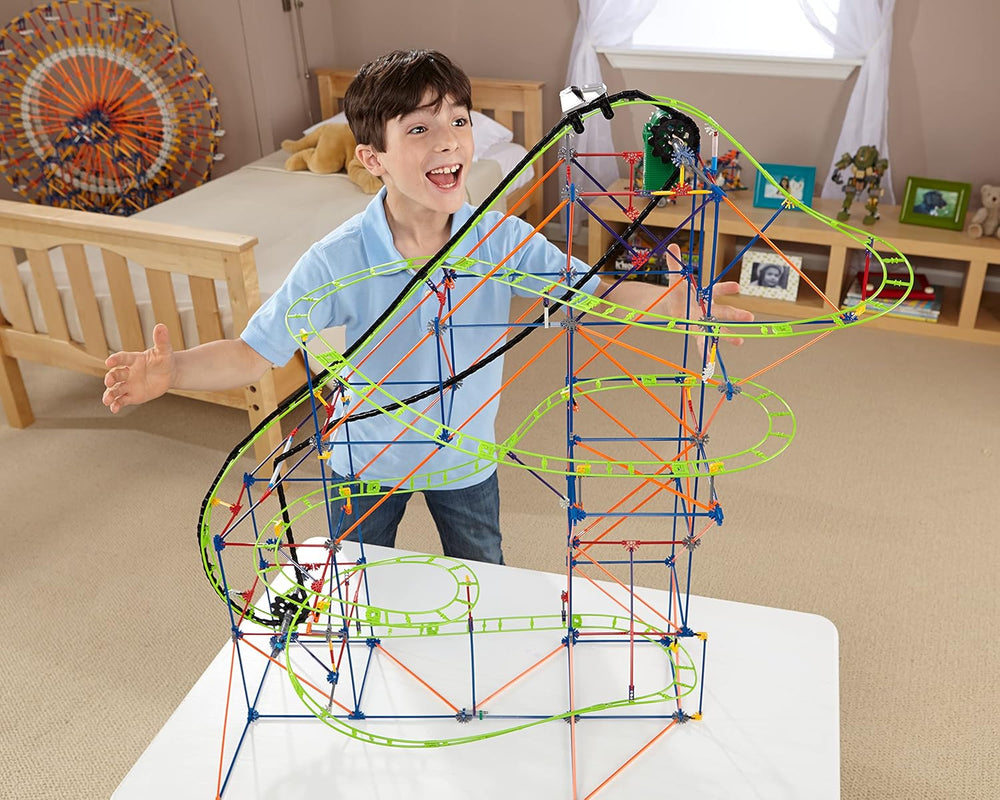 K'NEX 51438 Typhoon Frenzy Roller Coaster, 2-in-1 Model Colourful Construction Set for Boys and Girls, 19 Foot Toy, 640 Piece Kids Building Set for Children Aged 9 Years +