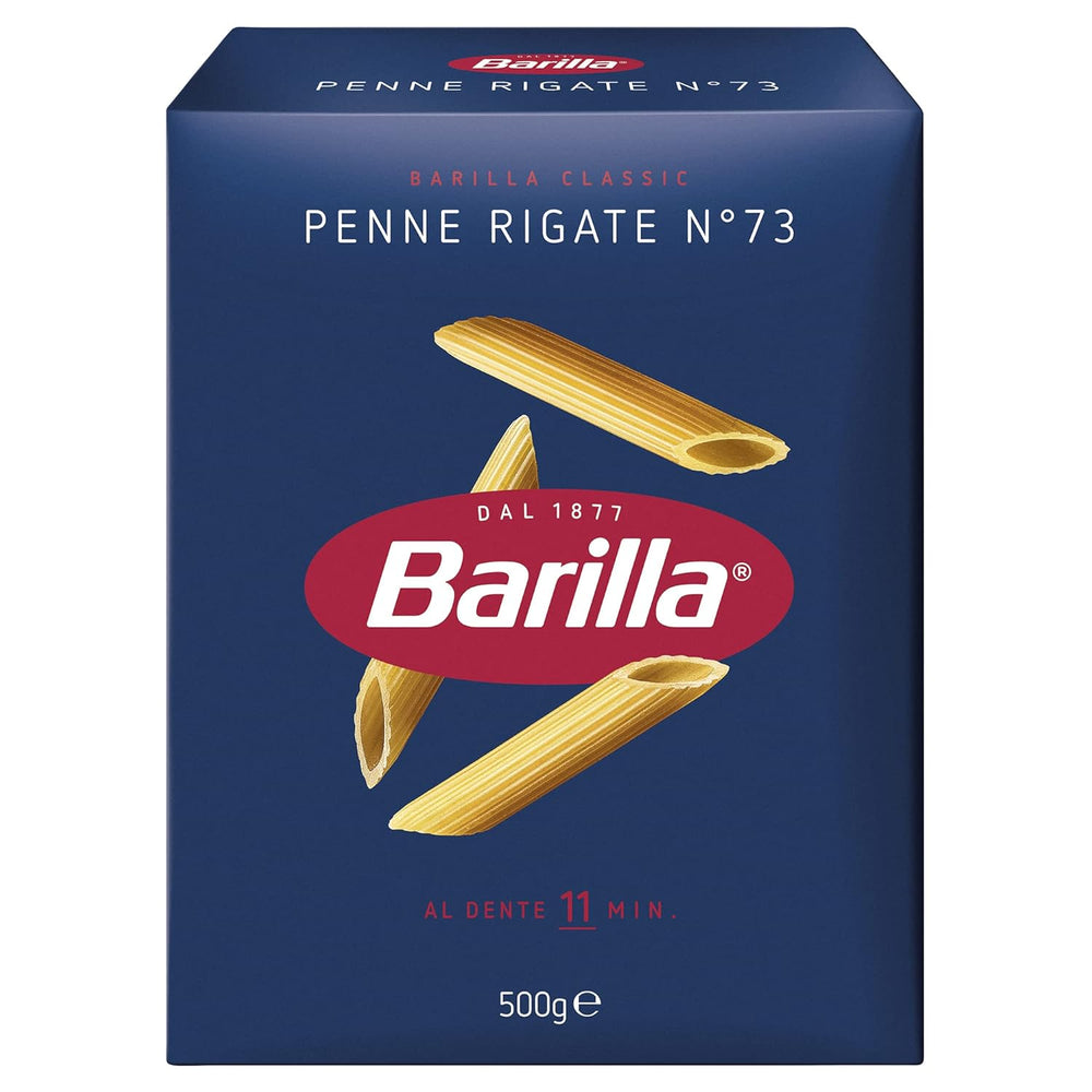 Paste Barilla Classic Penne Rigate Nr. 73 din grâu dur de înaltă calitate, întotdeauna al dente (1 x 500 g)