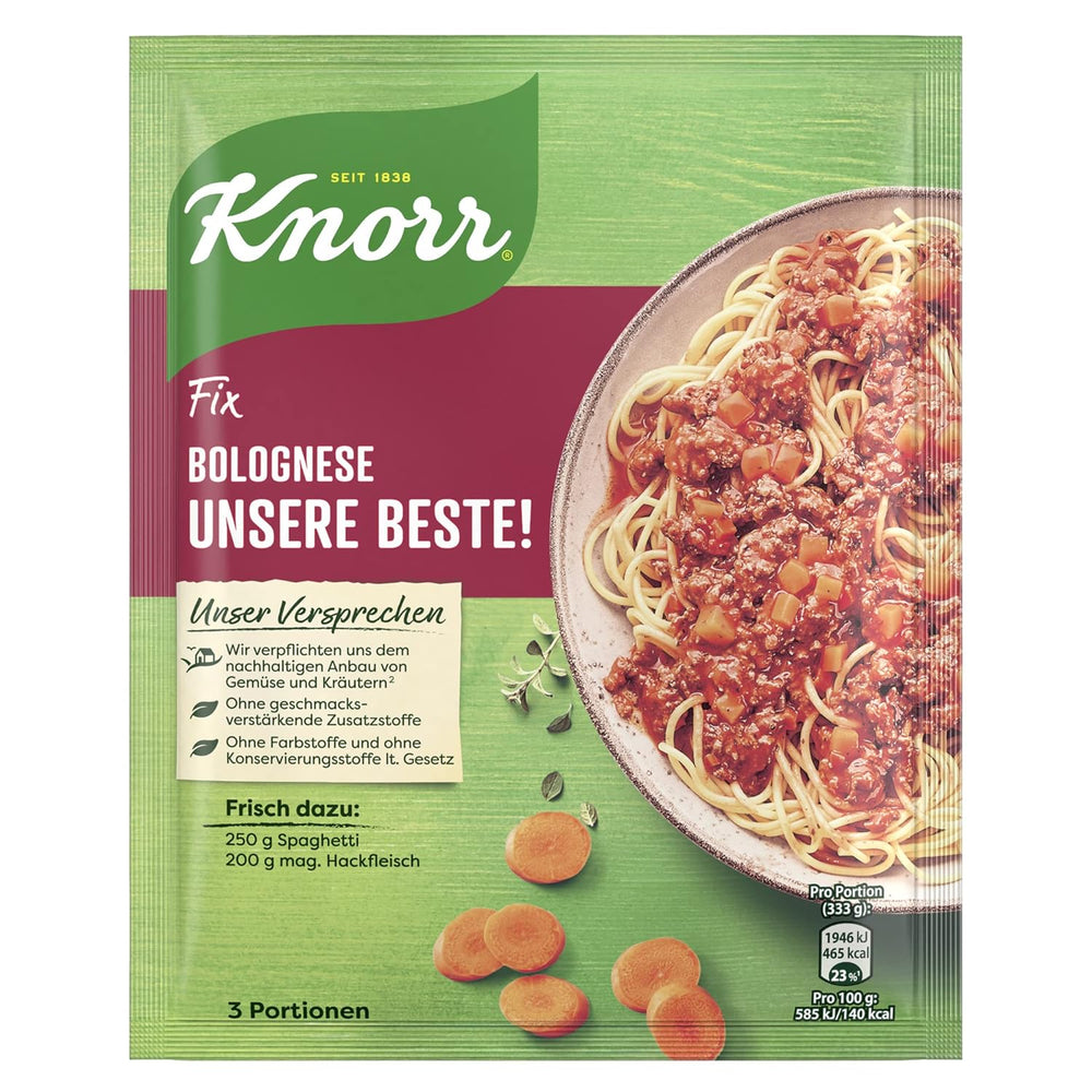 Knorr Fix Würzmischung Spaghetti Bolognese für ein leckeres Nudelgericht mit natürlichen Zutaten 40 g
