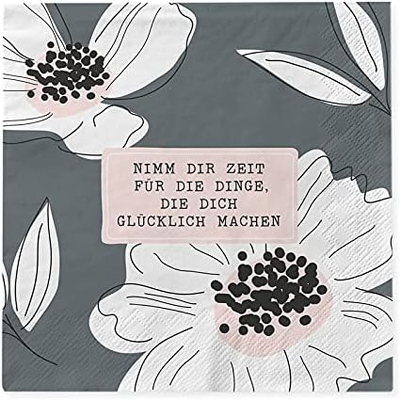Șervețele Grafik-Werkstatt cu dicton | 20 bucăți | 12,5 X 12,5 cm | alb | bună ziua