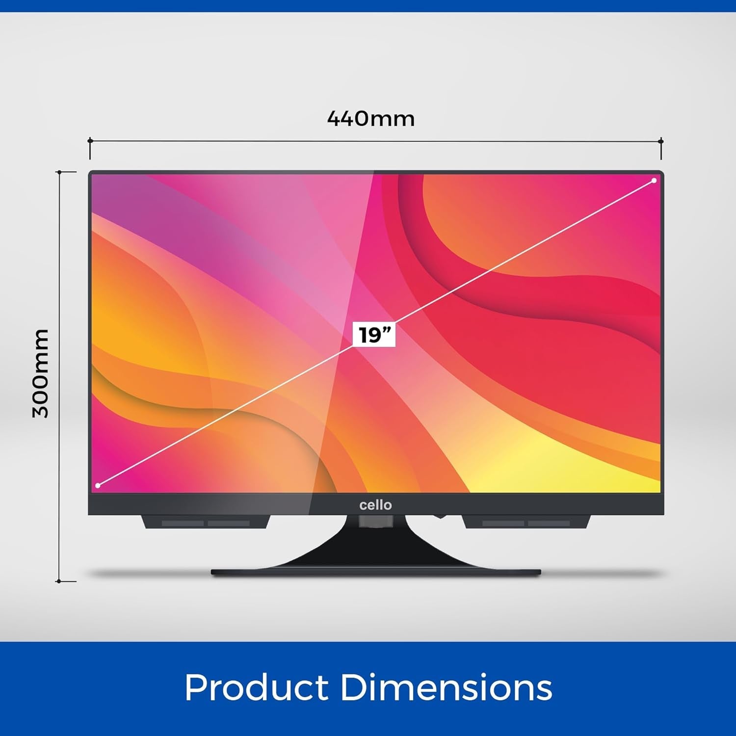 Cello C1924WS Televizor inteligent fără ramă, 12 volți, 19 inch, ultrarapid, WebOS, Freeview Play, FreeSat, difuzoare Pitch Perfect, Bluetooth, Netflix, televizor mic pentru autorulote și camioane