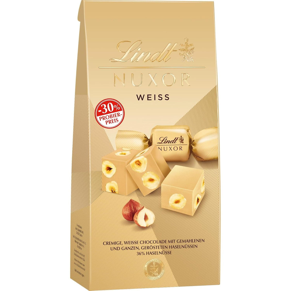 Ciocolată Lindt NUXOR alba cremoasă cu alune prăjite întregi, 103 grame Naty Shop Default Title