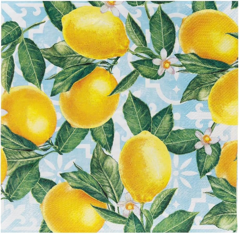 Talking Tables 20 X Șervețele de hârtie Lemon 20 Pack | Veselă de unică folosință vibrantă tematică pentru adunări memorabile, petreceri de vară, petreceri pentru mirese, prânzuri, luminoase