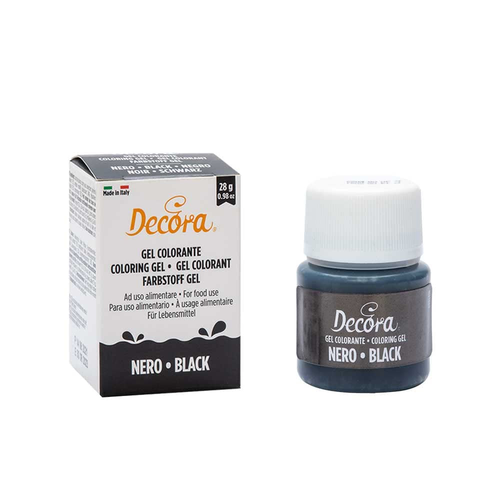 , 9600820 Colorant alimentar în gel, Colorant alimentar în gel ideal pentru acoperiri și decorațiuni, Creează culori intense și strălucitoare, Fabricat în Italia, 28 de grame, Culoare neagră.