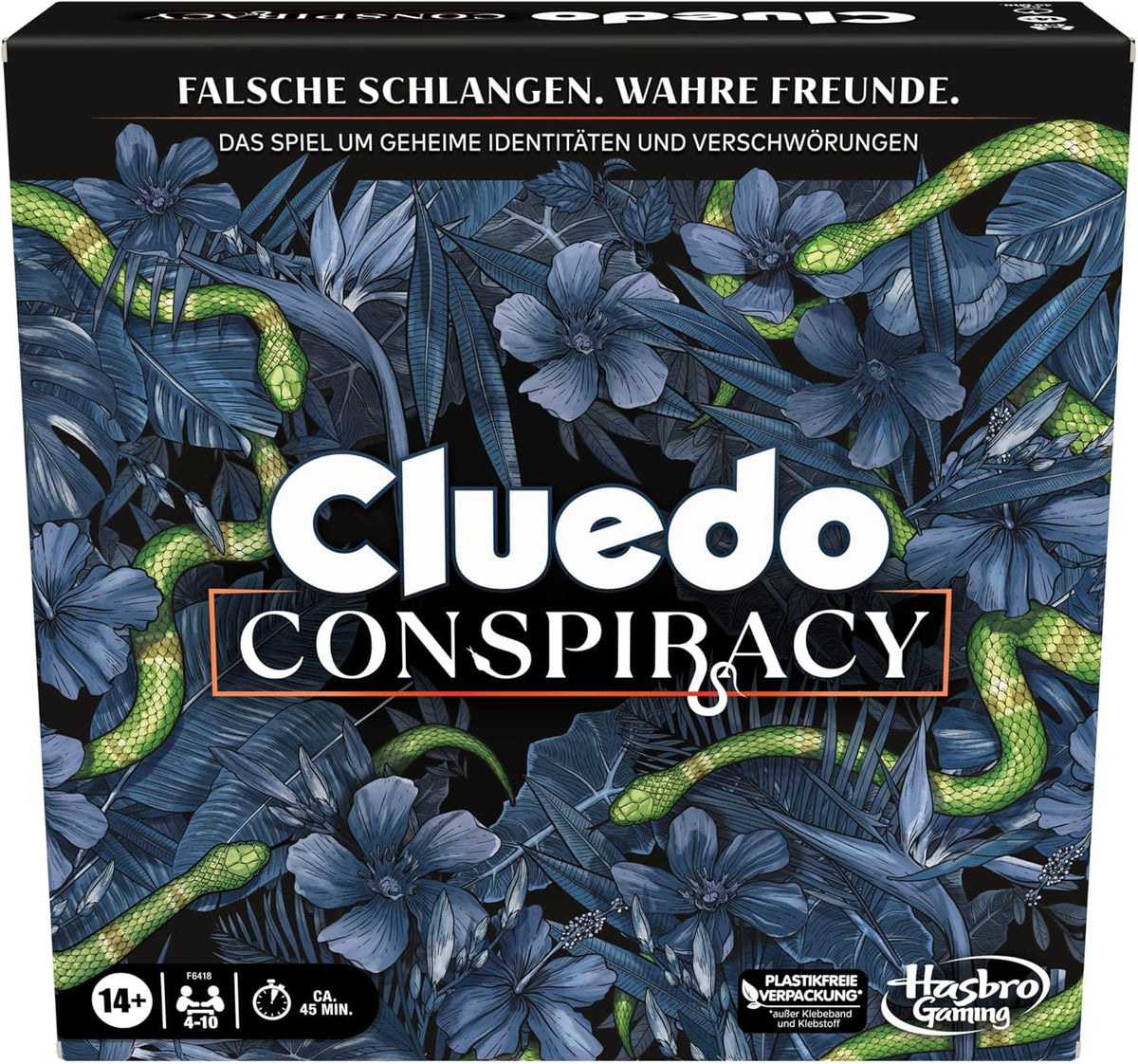 Joc de societate Cluedo Conspiracy de la Hasbro Gaming pentru adulți și adolescenți, versiunea germană a jocului de mister, pentru 4-10 jucători și cu vârsta de 14 ani și peste