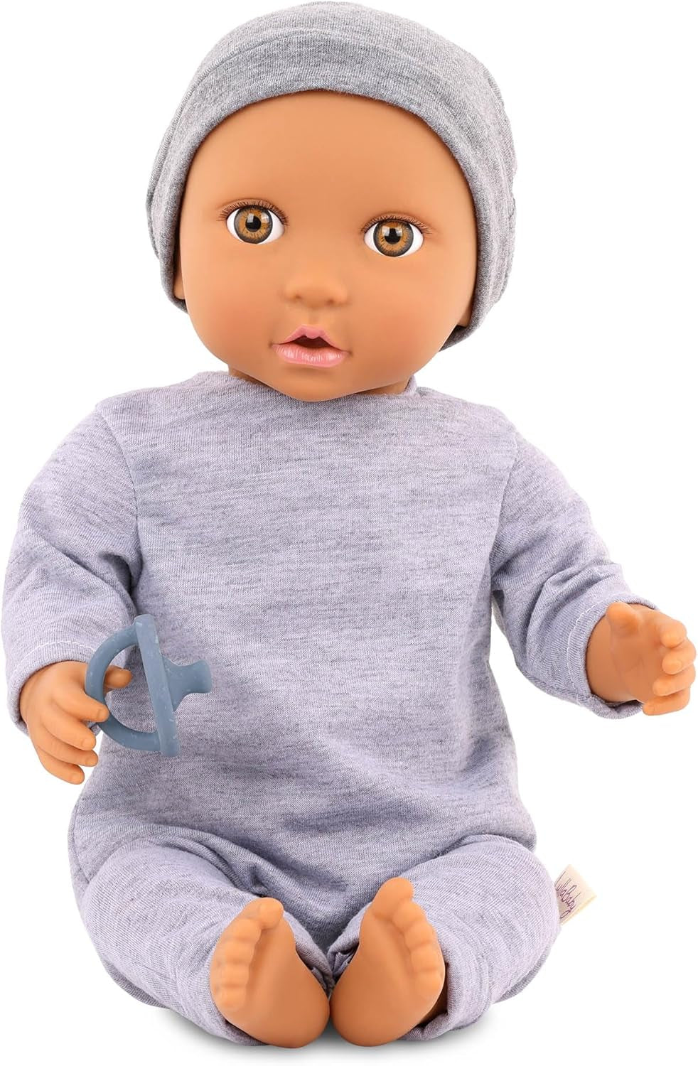 LullaBaby - Baby Puppe - Einteiler & Mütze - 36 cm Realistische Baby-Puppe - Haselnussbraune Augen & weicher Körper - Strampler & Schnuller-Zubehör - Pretend Play Spielzeug - Kinder 2 Jahre +