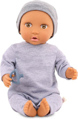 LullaBaby - Baby Puppe - Einteiler & Mütze - 36 cm Realistische Baby-Puppe - Haselnussbraune Augen & weicher Körper - Strampler & Schnuller-Zubehör - Pretend Play Spielzeug - Kinder 2 Jahre +