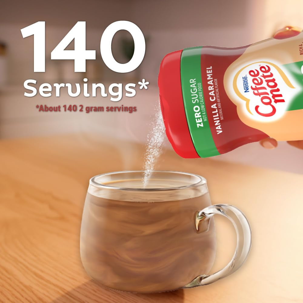 Coffee-Mate Vanilla Caramel, Sugar-Free Powdered Coffee Creamer, Kaffeesahne Pulver - Vanille Karamell - OHNE ZUCKER! aus USA