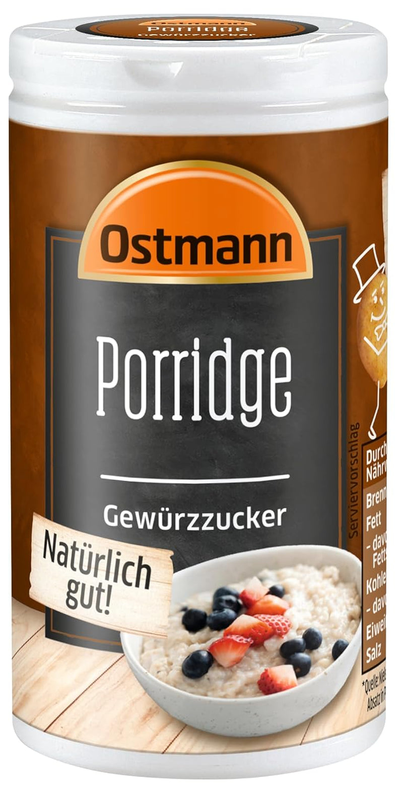Condimente Ostmann – Zahăr condimentat pentru terci, amestec aromatic cu scorțișoară și cacao, pentru asezonarea fulgilor de ovăz, budincii de orez și a altor specialități dulci, vegan, 60 g (designul ambalajului poate varia)