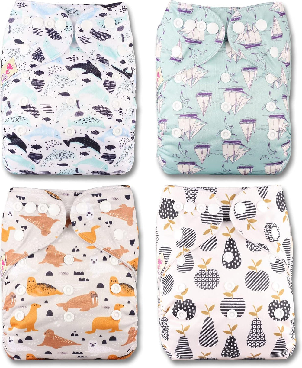 Scutec reutilizabil Littles and Bloomz FLP2-0406, cu capsă standard, 4 scutece