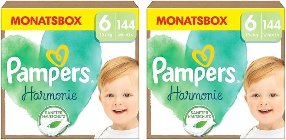 Scutece Pampers Harmony mărimea 6, 144 scutece, 13 kg+, protecție delicată a pielii cu protecție 100% Pampers