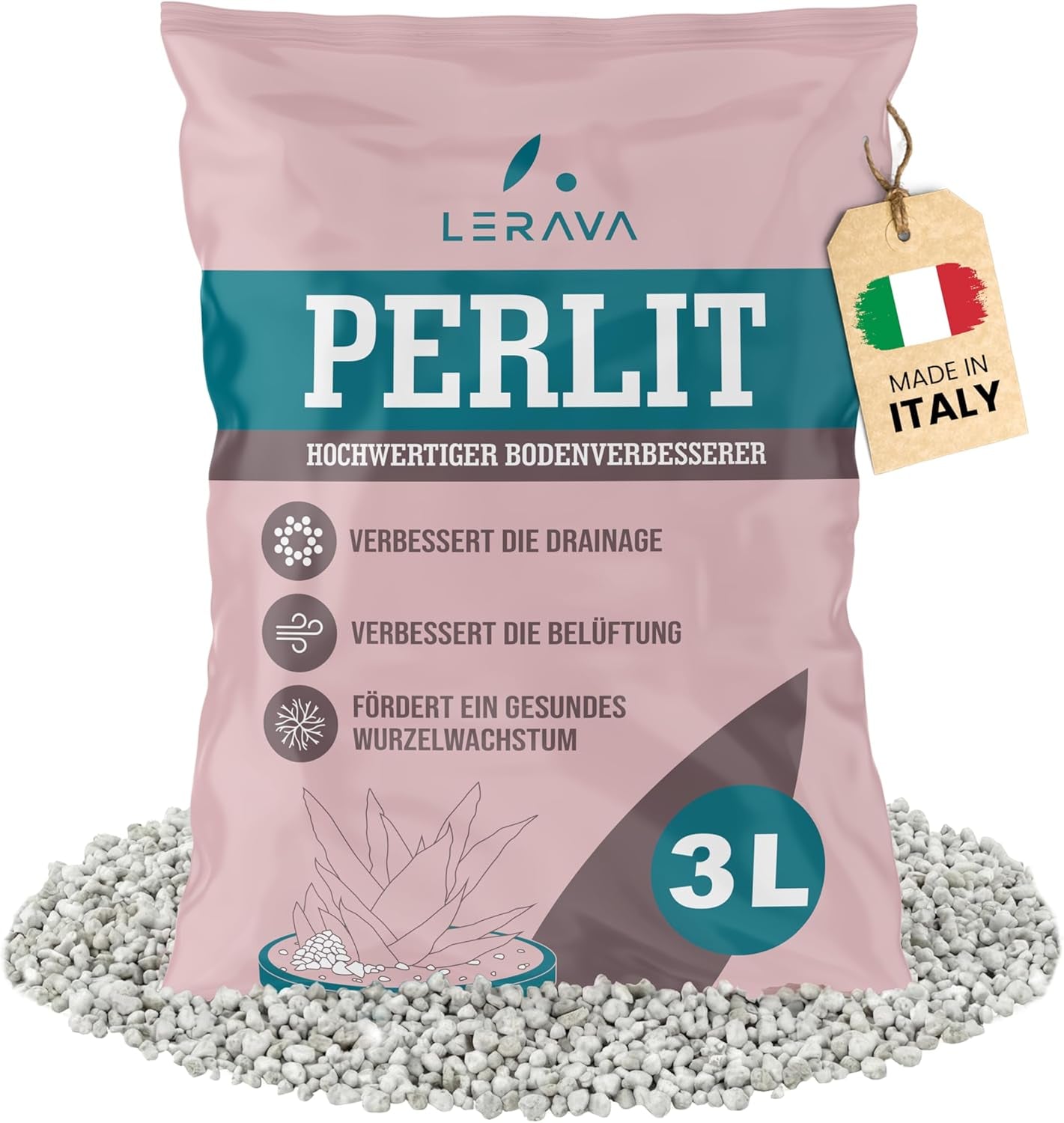 LERAVA® Perlit pentru plante (5L) – Perlit cu granulație grosieră pentru îmbunătățirea solului – Asigură drenaj și aerare optime – Aditiv natural pentru sol și hidroponie – Granule pentru plante