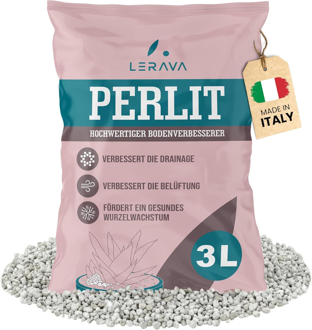 LERAVA® Perlit pentru plante (5L) – Perlit cu granulație grosieră pentru îmbunătățirea solului – Asigură drenaj și aerare optime – Aditiv natural pentru sol și hidroponie – Granule pentru plante