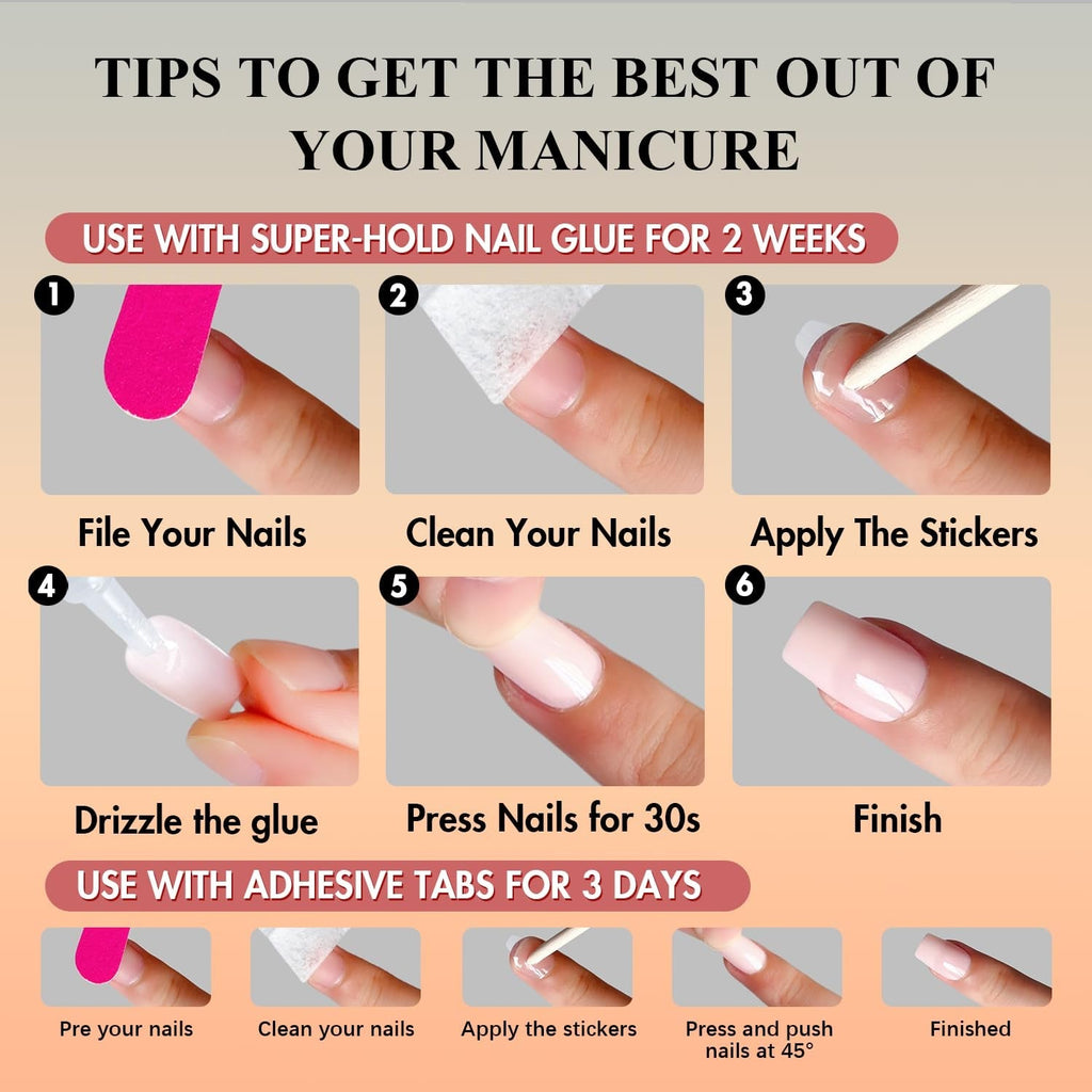 Unghii false cu vârf francez scurt – 30 de bucăți de unghii negre pentru a le lipi pe unghii scurte pătrate, unghii false cu vârf francez cu lipici, set unghii artificiale pătrate pentru femei