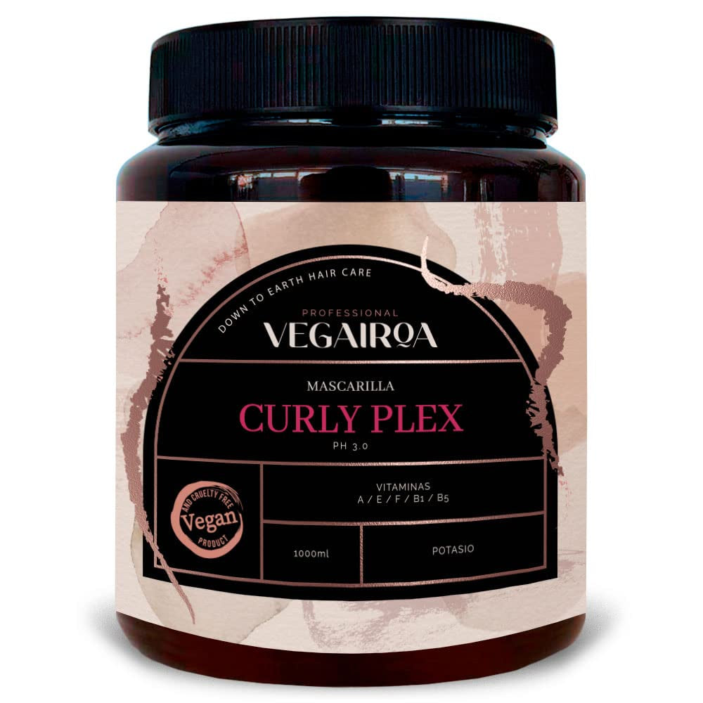 VEGAIROA - Curly Plex Mask - Mască pentru bucle definite fără frizz - Îngrijire hidratantă profundă - Pentru păr creț sau ondulat - Produs profesional vegan de coafură - 1000ml Masca de par Naty Shop Titlu implicit