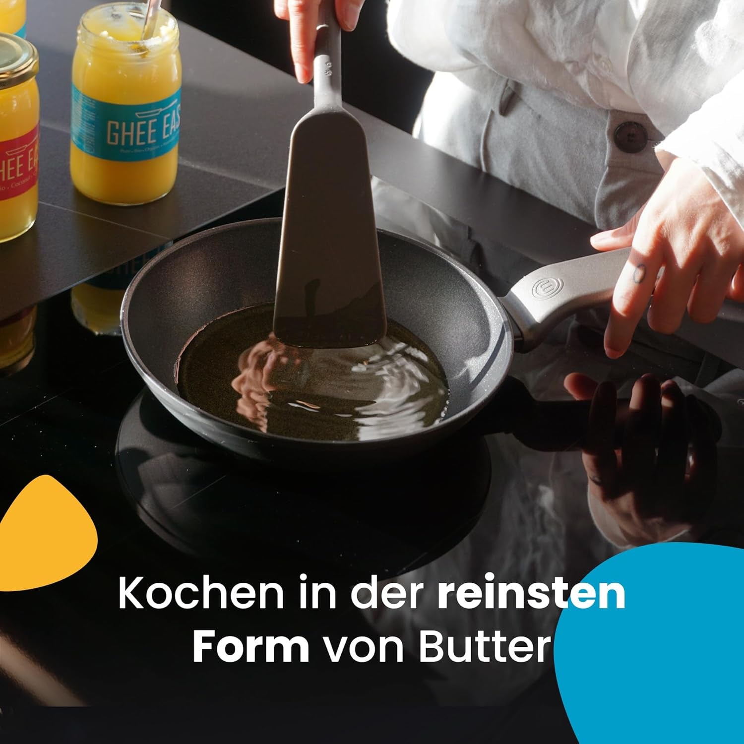 Ghee Easy 850g Ghee Bio von Grasgefütterten Kühen - Ghee Butter ohne Zusatzstoffe - Zertifiziert Organisch & Biologisch - Hochreines Ayurveda Ghee ohne Laktose und Gluten - 100% Europäisch