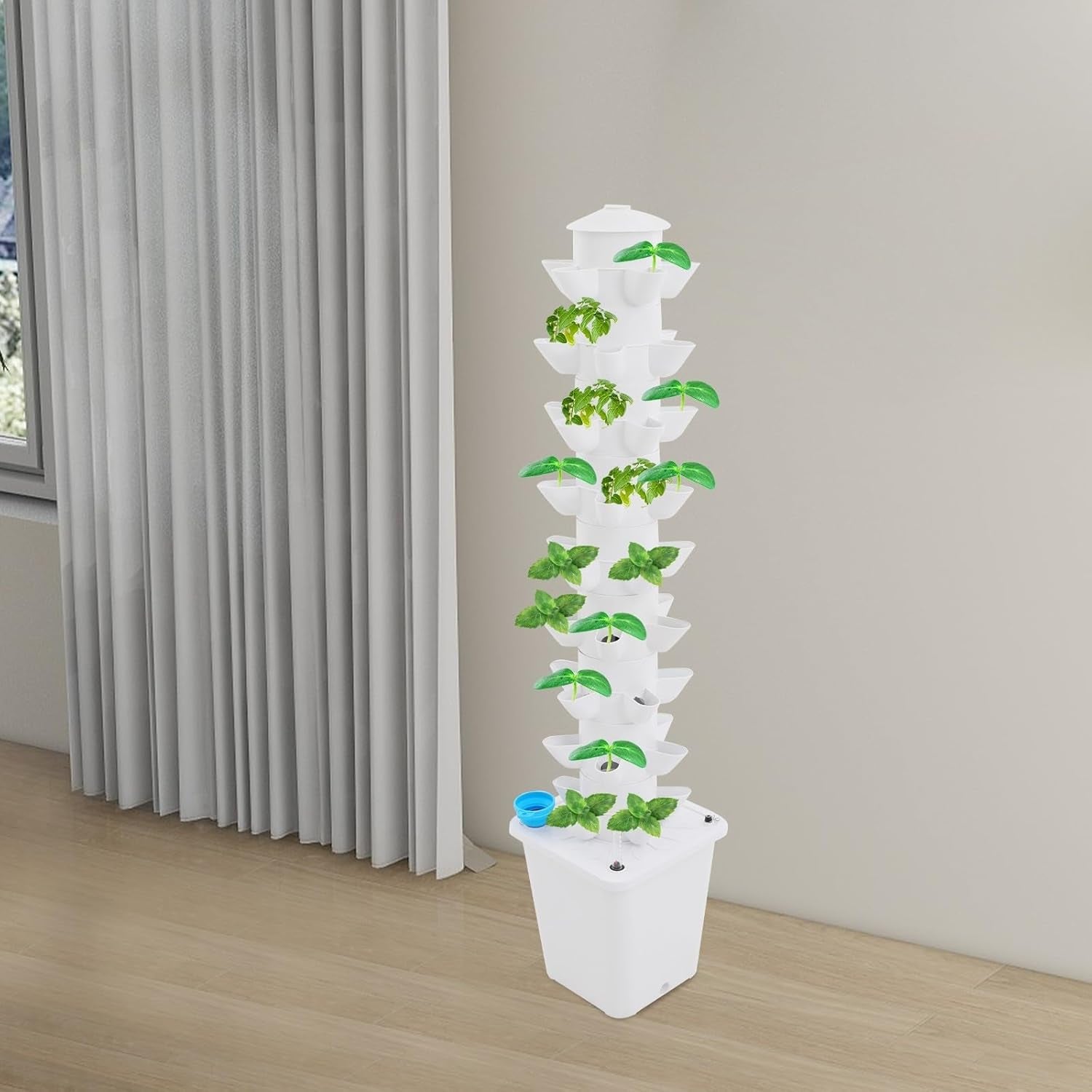 Sistem hidroponic Turn hidroponic Grădină de plante aromatice interioare Sistem de creștere hidroponică cu 45 de locații de plantare Pompă de apă Rezervor de apă 20L Vertical pentru flori și legume