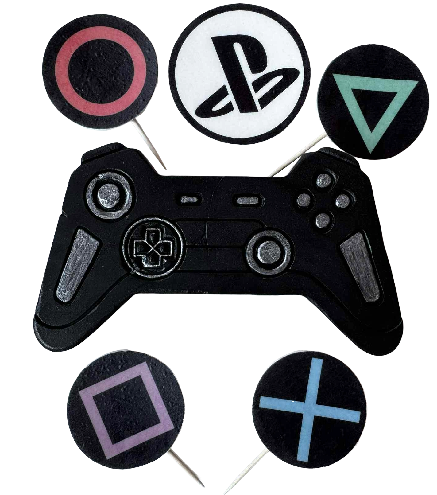 Set 6 decoratiuni comestibile, Play Station Decoratiuni din Pasta de Zahar Nati Shop