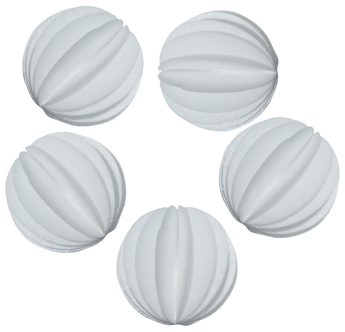 Set 5 decoratiuni comestibile din vafa, Sfere albe