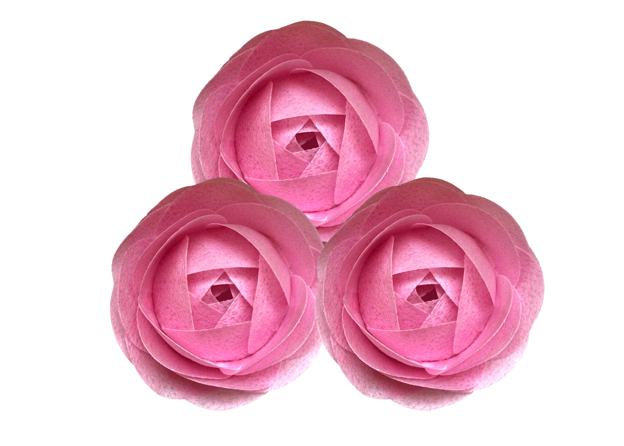 Set 3 decoratiuni comestibile din vafa, Trandafiri roz