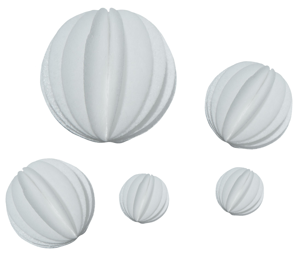 Set 5 decoratiuni comestibile din vafa, Sfere albe