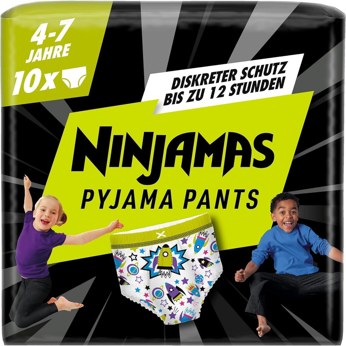 Pantaloni de pijama Spaceship, 10 pantaloni absorbanți de noapte, 7 ani, 17kg-30kg, protecție împotriva scurgerilor pentru întreaga noapte